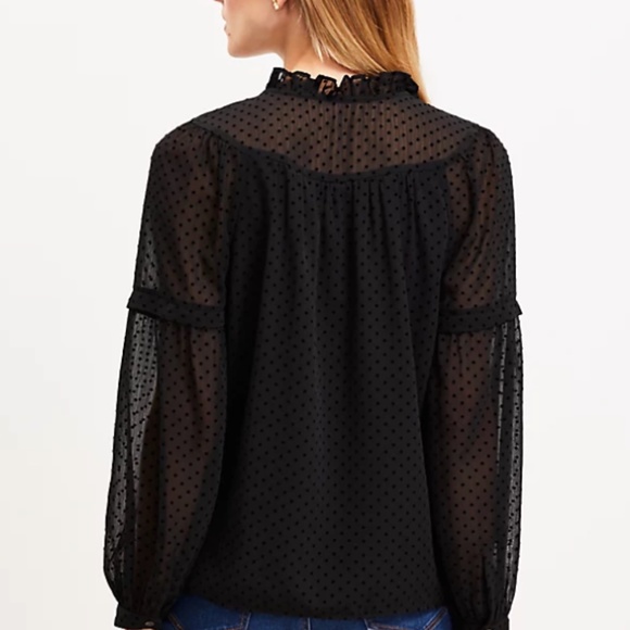 Ann Taylor Loft Swiss Dot Blouse, XXS Petite, NWT - Picture 2 of 5